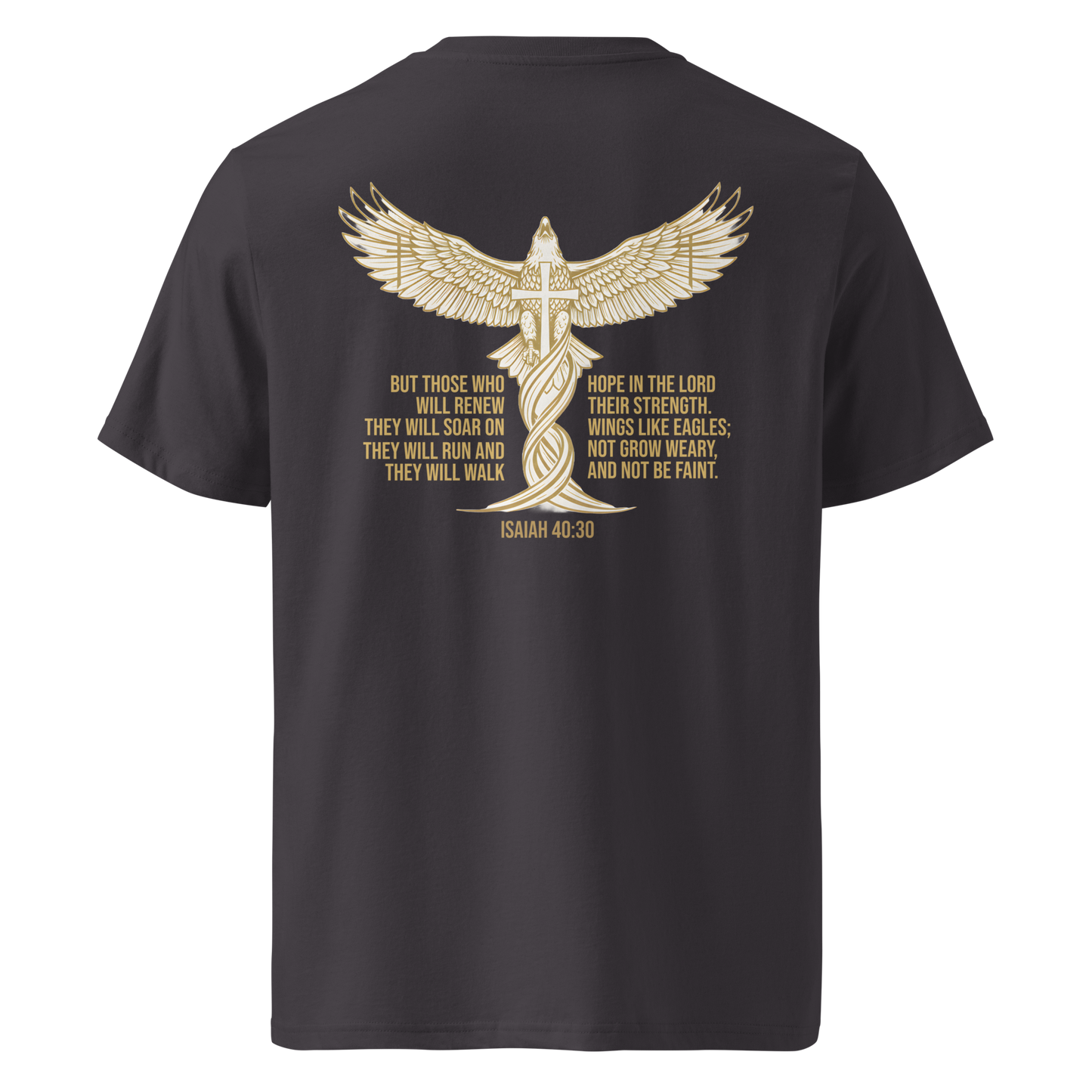 Devoted Scriptures Isaiah 40:31 T-Shirt in Anthracite with Soar Like Eagles Graphic