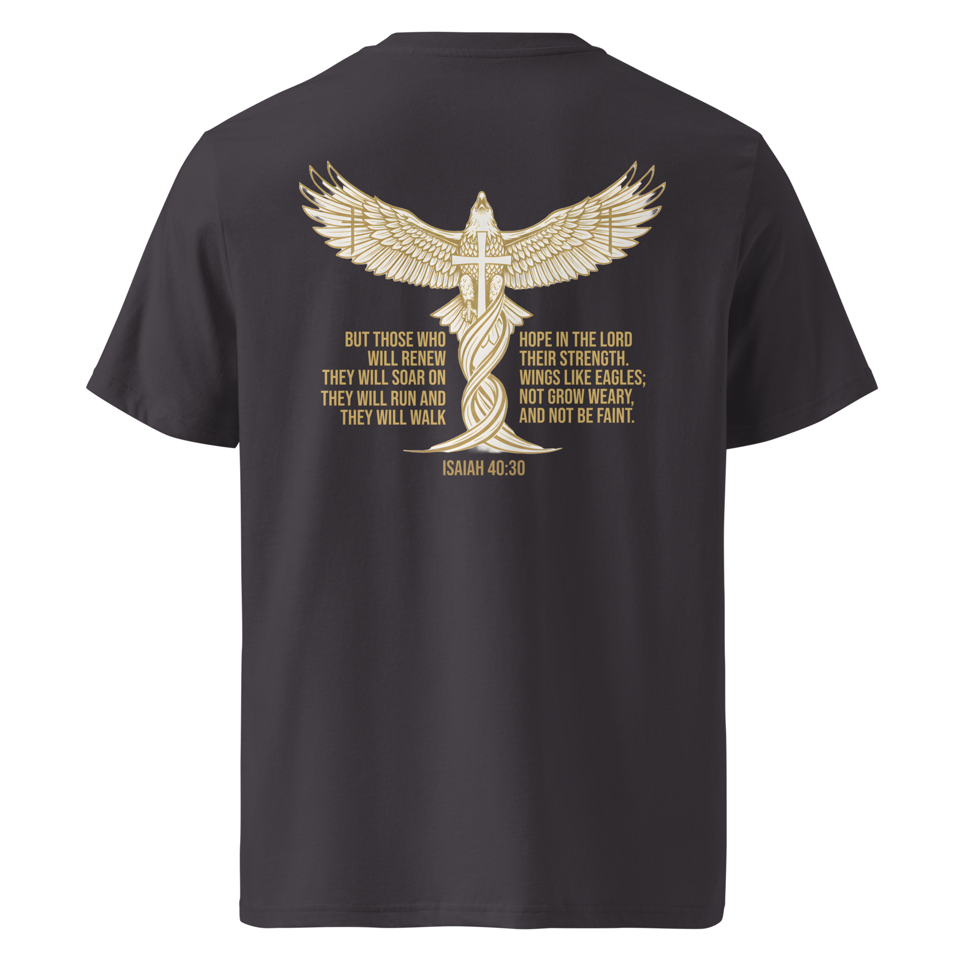 Devoted Scriptures Isaiah 40:31 T-Shirt in Anthracite with Soar Like Eagles Graphic