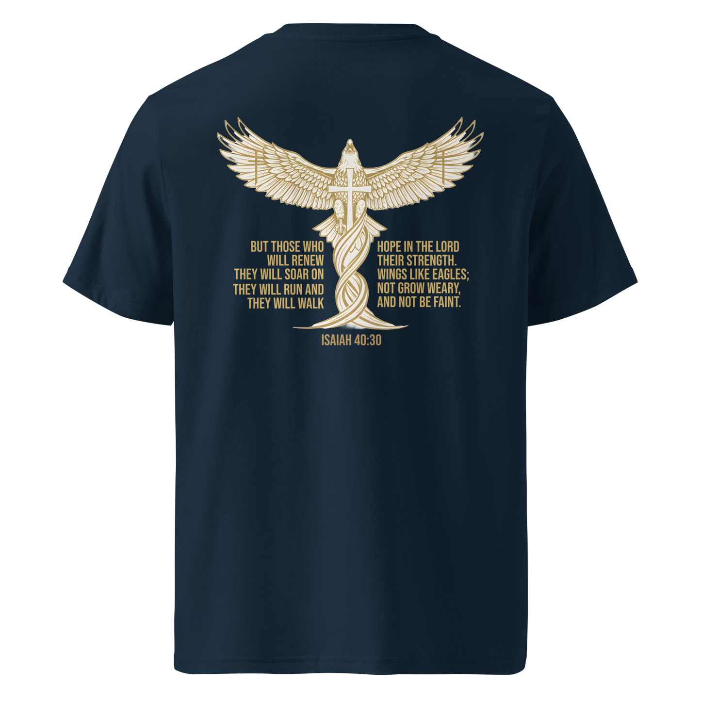 Devoted Scriptures Isaiah 40:31 T-Shirt in Navy Black with Soar Like Eagles Graphic
