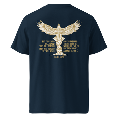 Devoted Scriptures Isaiah 40:31 T-Shirt in Navy Black with Soar Like Eagles Graphic