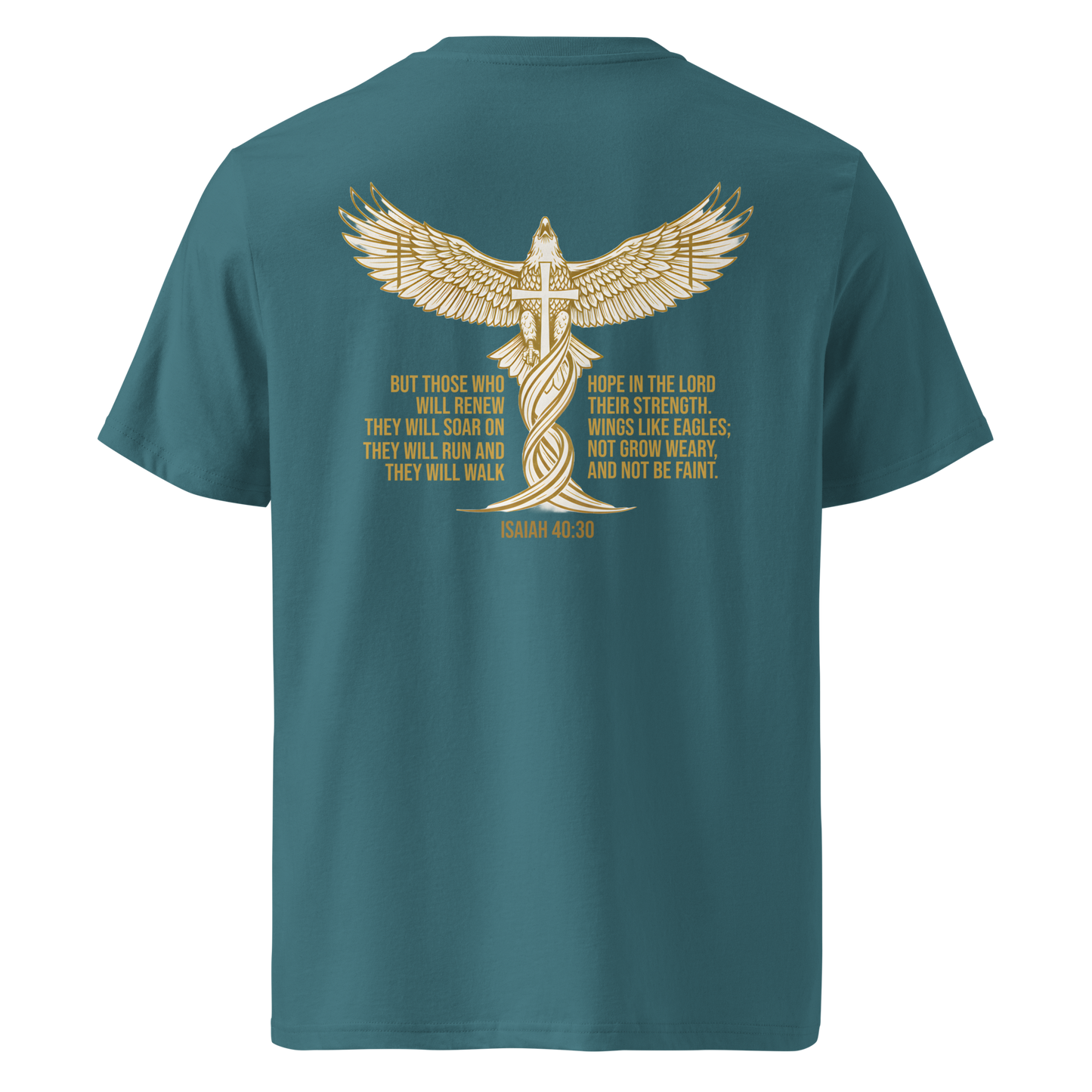 Devoted Scriptures Isaiah 40:31 T-Shirt in Stargazer with Soar Like Eagles Graphic