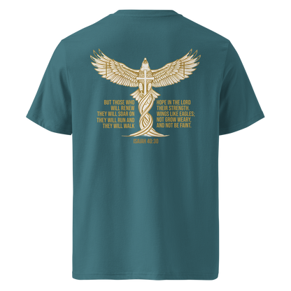 Devoted Scriptures Isaiah 40:31 T-Shirt in Stargazer with Soar Like Eagles Graphic