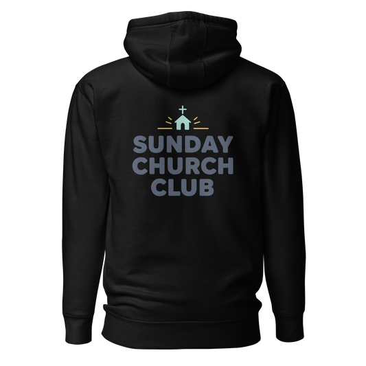 Devoted Scriptures Sunday Church Club Hoodie Back in Black with Church Graphic M2580